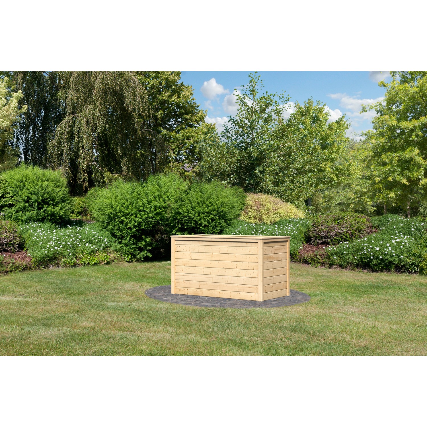 Karibu Hochbeet Größe 2, naturbelassen, 159x75 cm, im Garten. Holz-Hochbeet mit 835 l Fassungsvermögen.