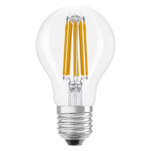 Osram LED-Lampe E27 in Glühlampenform A100 mit Filament-Technologie.