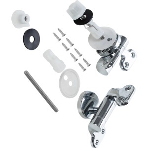 baliv WC-Sitz Befestigungsset für Absenkautomatik, bestehend aus Schrauben, Scharnieren und Dichtungen.