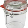 Dr. Oetker Bügelverschlussglas, 530 ml, klares Glas mit rotem Dichtungsring und Metallbügel.
