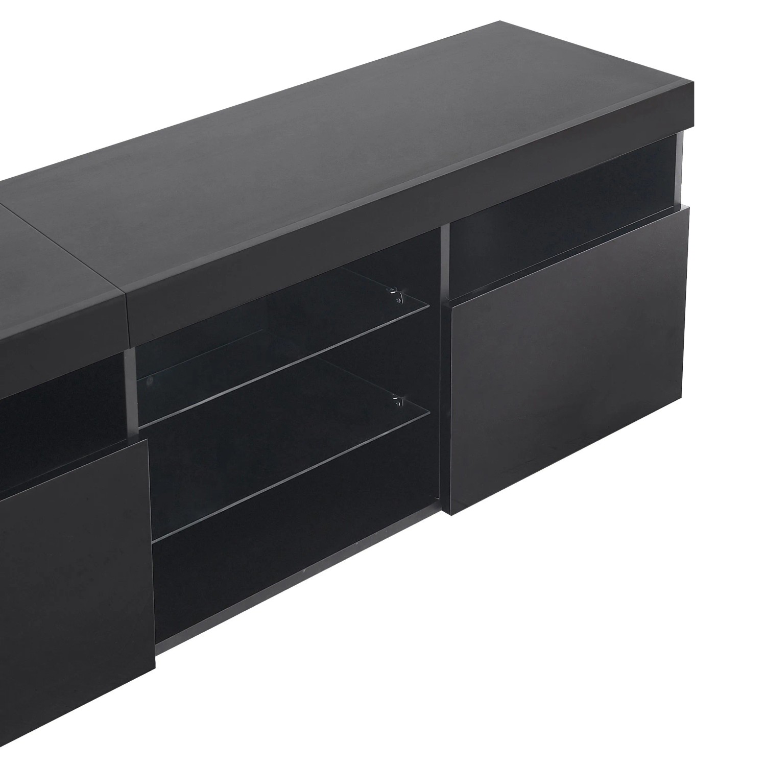 okwish TV Schrank mit LED Beleuchtung für Wohnzimmer 180x35x48cm Schwarz_9