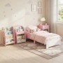 Rosa-weißes AIYAPLAY Kinderbett aus MDF, Bodenbett mit Wolken-Kopfteil und Schutzleisten für Kleinkinder.