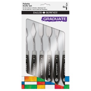 Daler-Rowney Palettenmesser-Set mit 6 Malspachteln in sortierten Formen für Maltechniken.