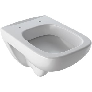 Geberit Renova Compact Square Wand-WC, Tiefspüler, spülrandlos, weiße Keramik.