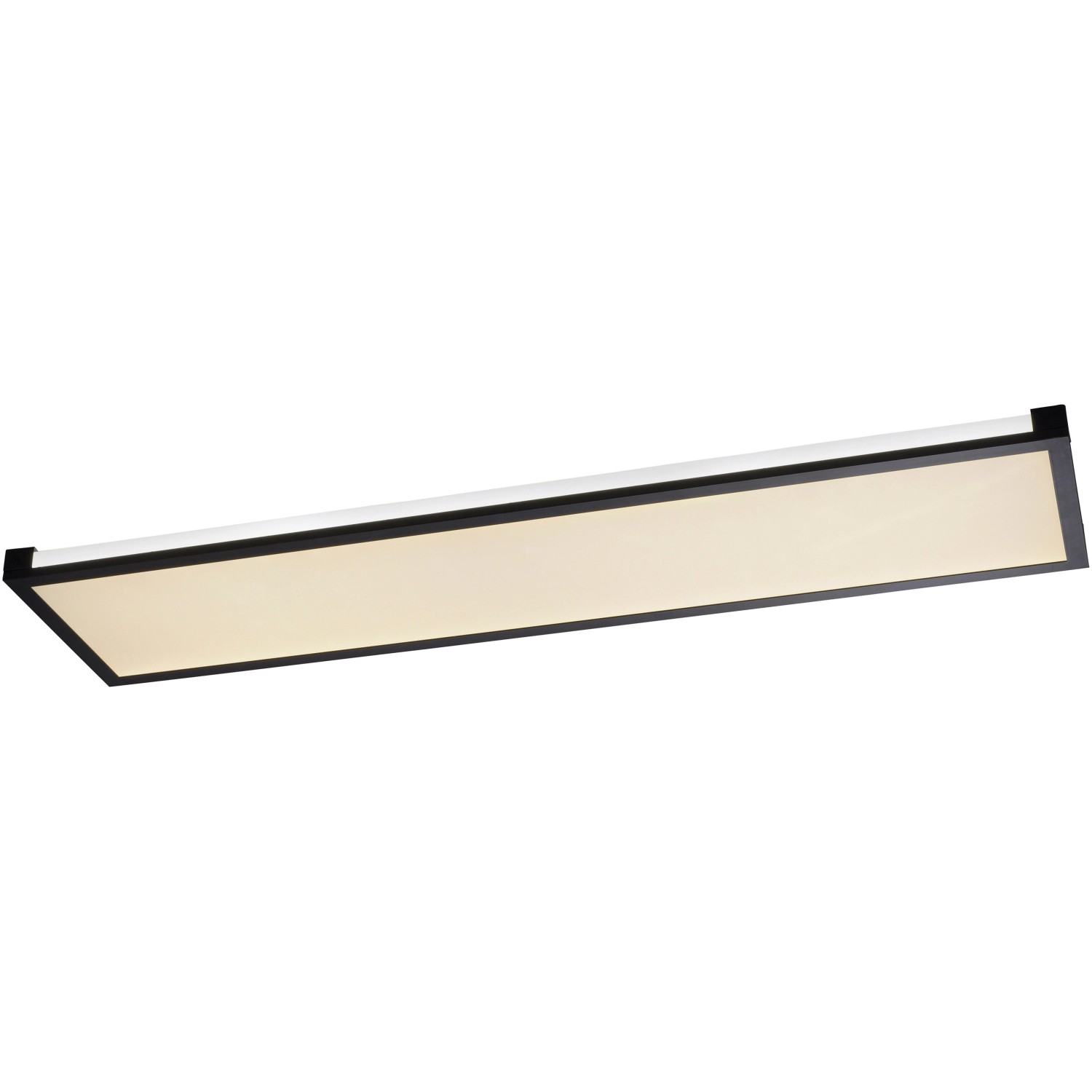 Flache, dimmbare LED-Deckenleuchte Mario in Schwarz, 100x25 cm, für moderne Beleuchtung.