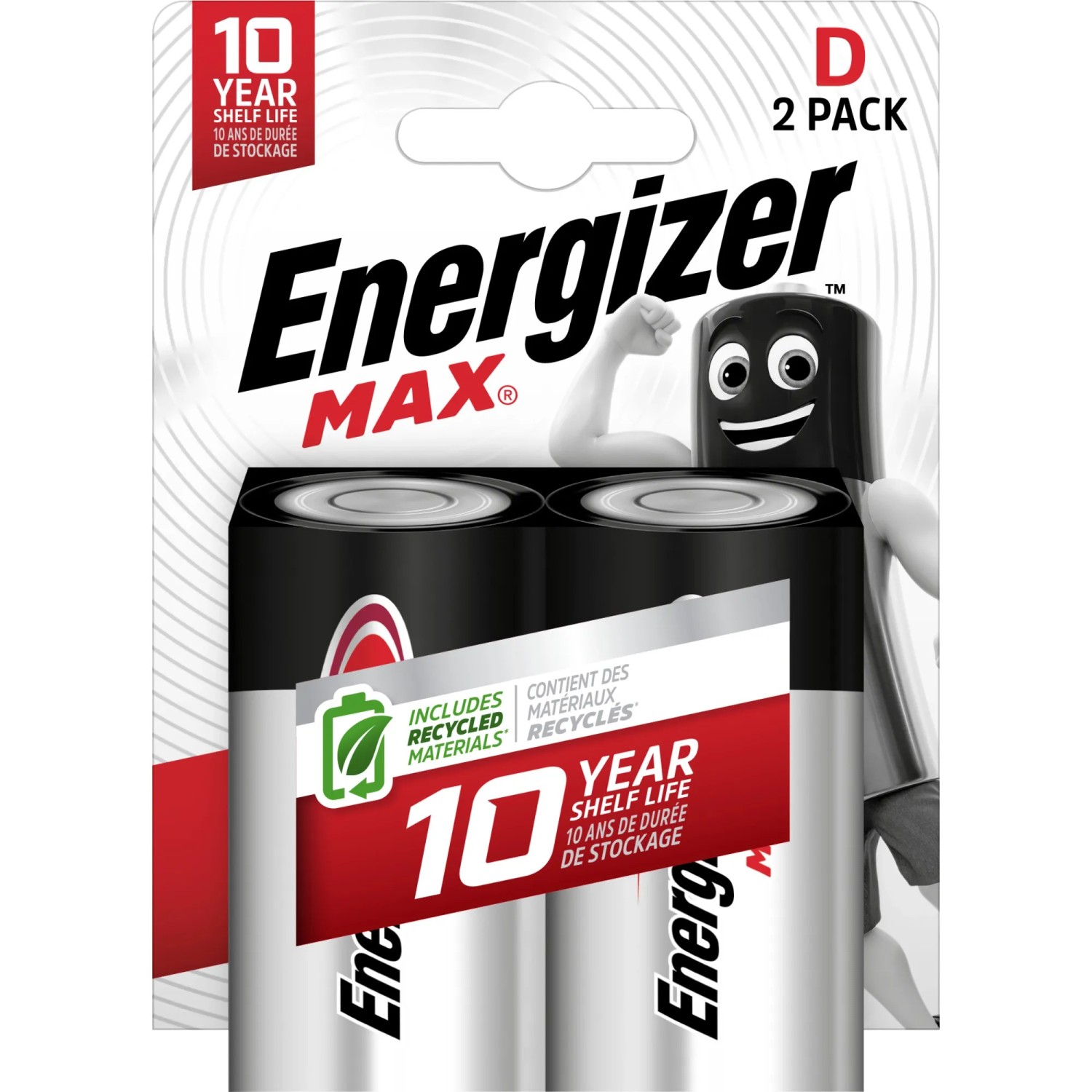 Energizer Max D Mono Alkaline Batterien, 2er-Pack, ideal für anspruchsvolle Geräte.