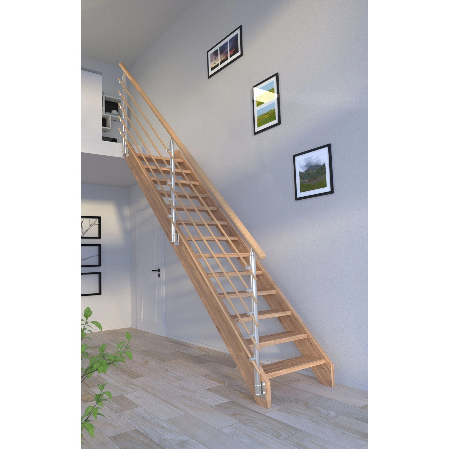 Treppe Mykonos Eiche Gerade Design-Geländer-Holzstäbe FSC®_6