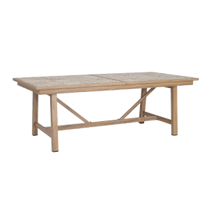 Bizzotto Ausziehtisch Kalimera, 212/285 cm, Desert, Gartentisch mit Holzoptik und Keramikfliesen.