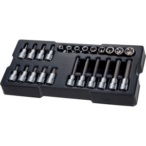 Stanley Bit-Steckschlüssel-Set 1/2 Zoll, 24-teilig im Werkzeugkasten.