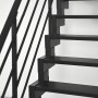 Detailansicht: Schwarze Minka Raumspartreppe Modulario Mini Steel mit Geländer.