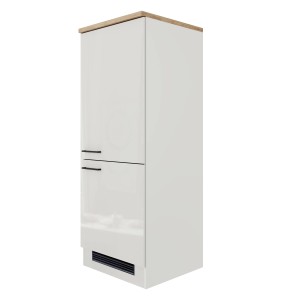 Flex-Well Exclusiv Demi-Geräteschrank Lund, 60 cm, lichtgrau glänzend, für Einbaukühlgerät.