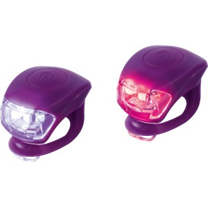 Mini LED-Leuchten-Set, 2 Stück, Silikon, für Fahrräder: Weißes Licht vorne, rotes Licht hinten.