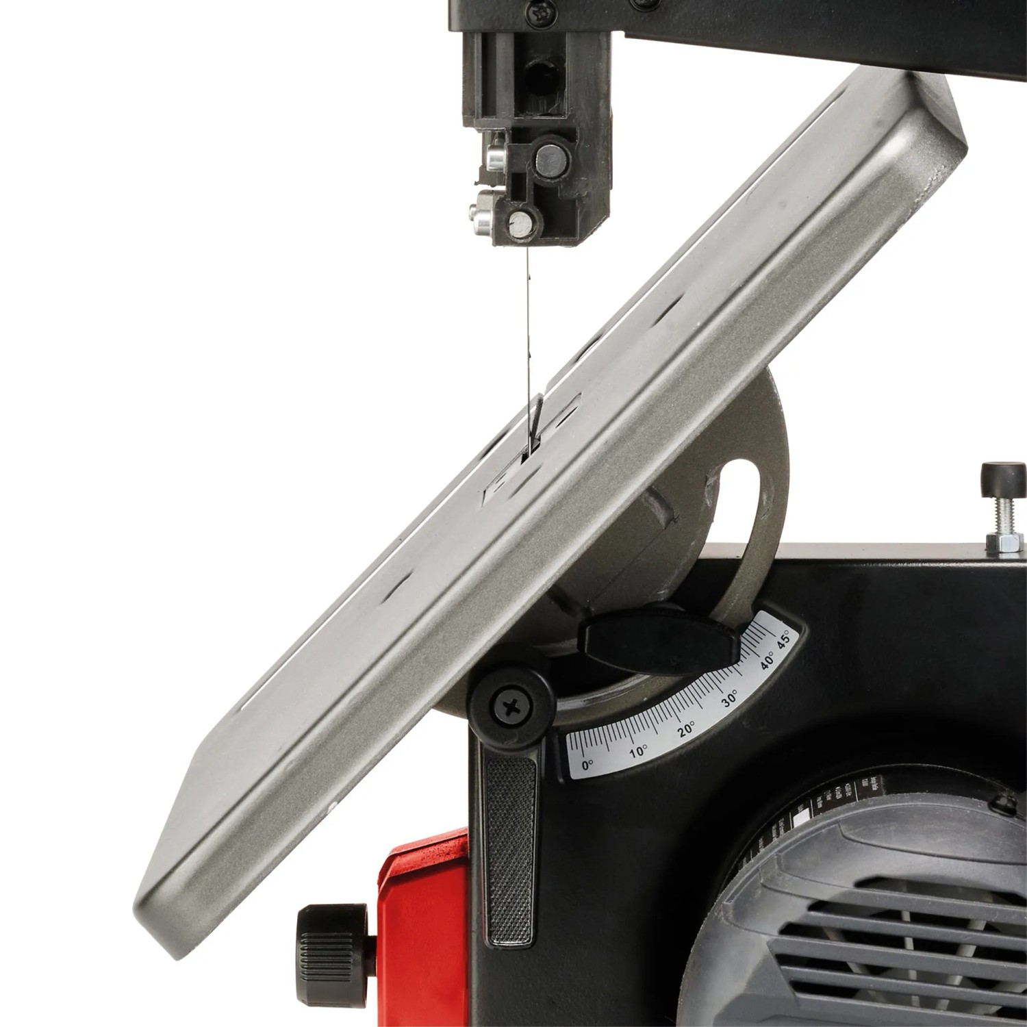 Einhell Bandsäge TC-SB 200/1 mit geneigtem Sägetisch für Gehrungsschnitte.