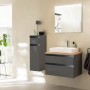 Schöner Wohnen Badmöbel-Set Stockholm, 6-teilig, 70 cm, Cosmos Grey, mit Waschtisch, Spiegel und Highboard.
