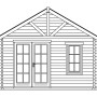 Skizze Gartenhaus Toronto 4: Weekendhaus mit Doppeltür und Fenster.
