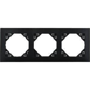 E2 Elektro Abdeckrahmen 3-fach Logus, schwarz, aus Kunststoff.