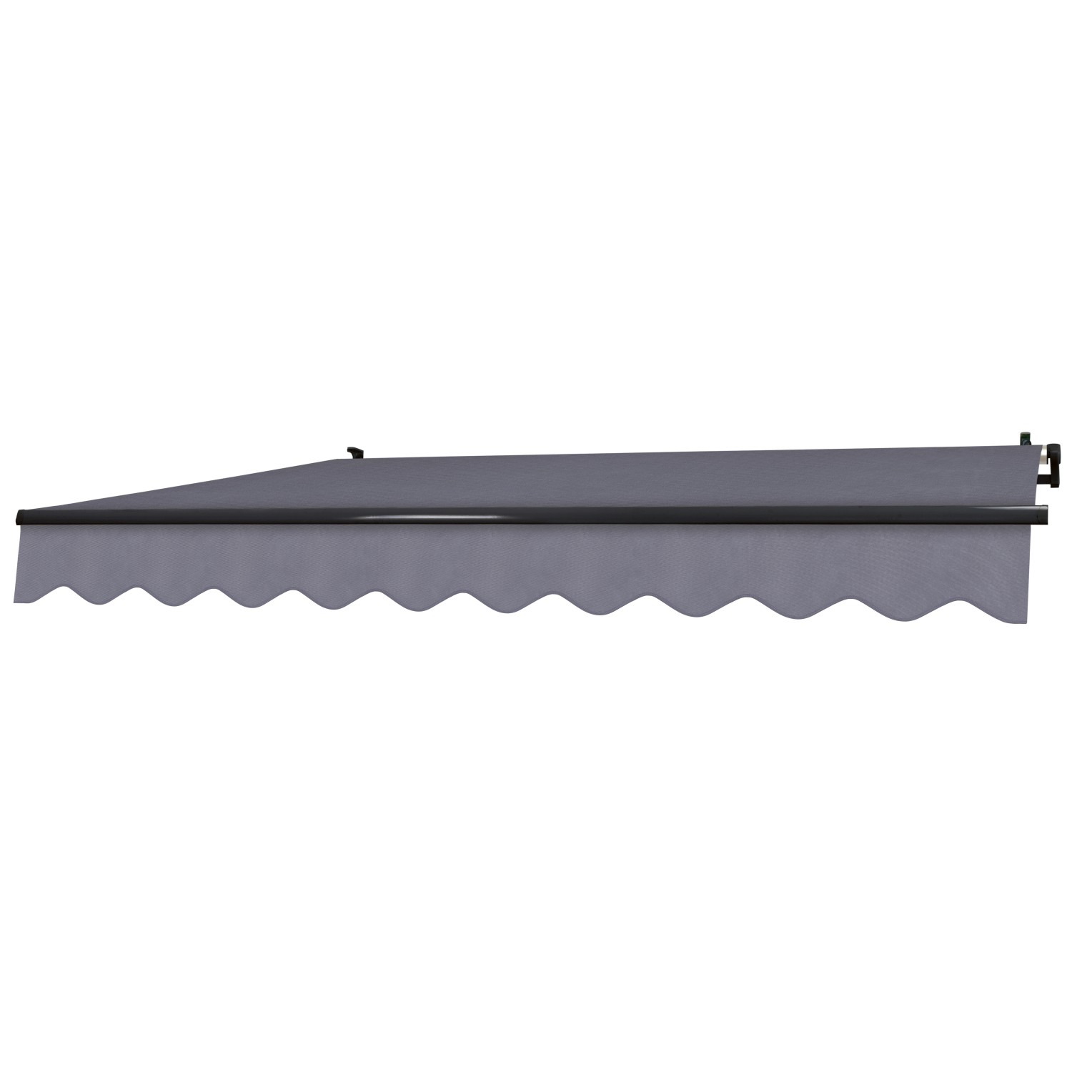 Anthrazitfarbene Gelenkarmmarkise Aventura 3x2m mit Volant für Terrasse und Balkon.