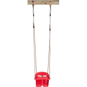 SwingKing Babyschaukel, rot, für Gartenspielgeräte. Höhenverstellbarer Schaukelsitz.