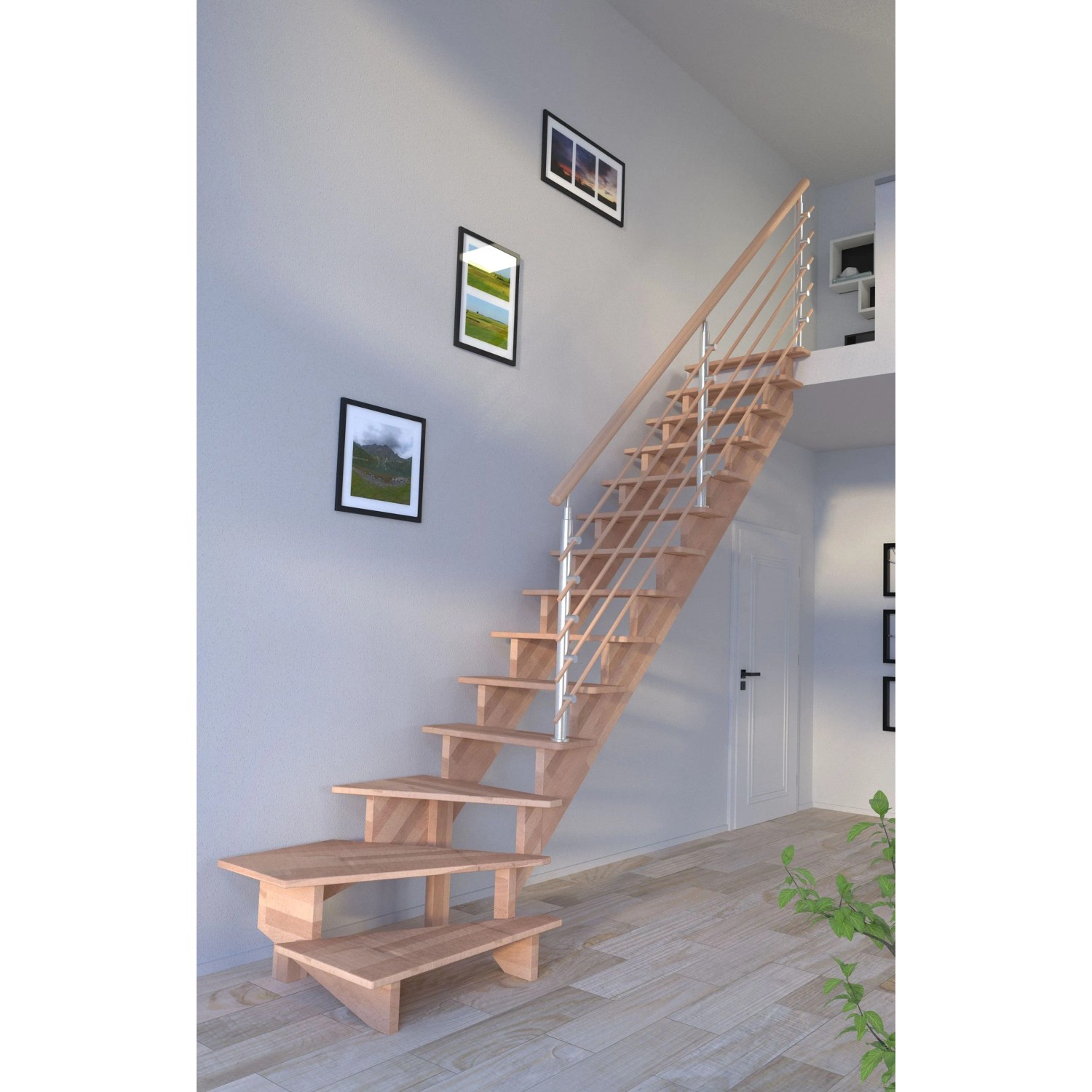 Treppe Lindos Pro Buche Gew. R 80 cm Design-Geländer-Holzstäbe FSC®_6