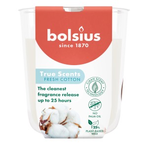 Bolsius Duftkerze True Scents Fresh Cotton im Glas, weiße Kerze, Duftkerzen & Teelichter