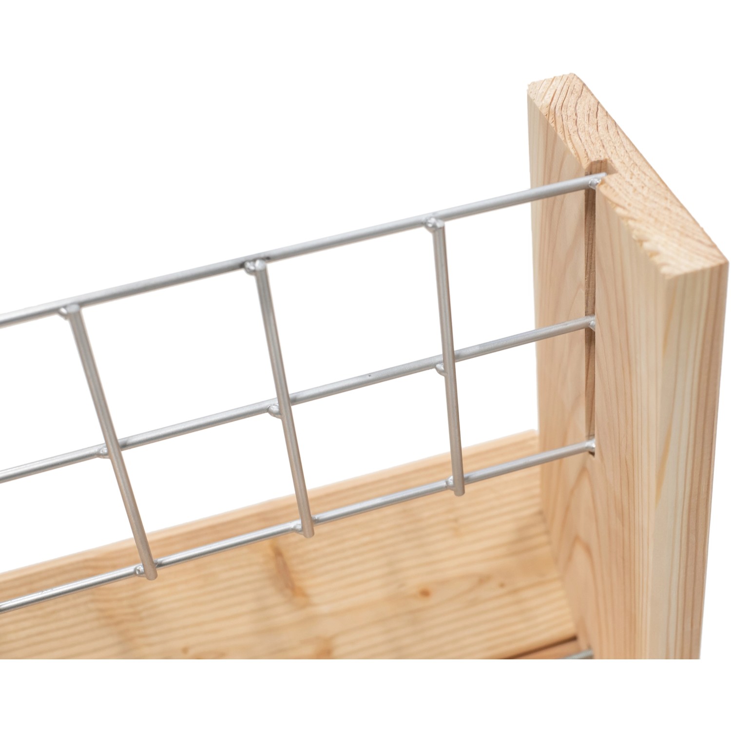 Detailaufnahme: Westmann Kräuterregal Premium L mit Rankgitter aus Holz und Metall.