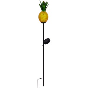 Orangefarbener LED-Solar-Erdspieß in Ananasform, 81 cm hoch, für stimmungsvolle Gartenbeleuchtung.
