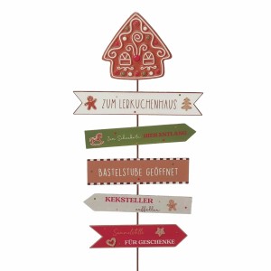 Mehrfarbiger Boltze Gartenstab Ginger mit Hausmotiv, 101cm, als Weihnachtsdekoration.