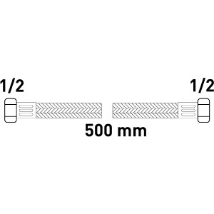 Sanitop-Wingenroth Flexschlauch, 1/2 Zoll, 500 mm, mit Edelstahlgeflecht für flexible Montage.