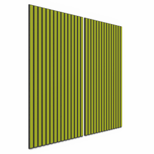 2er Set Akustikpaneele Lino Spring Green, MDF mit schwarzem Filz, 60x120cm zur Wand- und Deckenmontage.