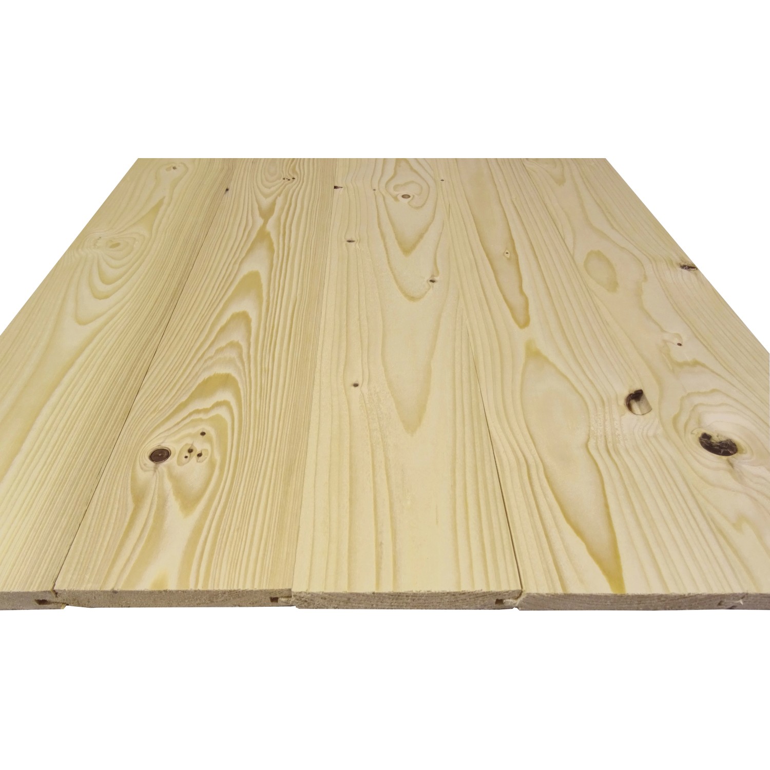 Unbehandelte Fichte Rauspund, 19x96x4000 mm, für Schalungen und als Bodenbelag.