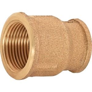 Rotguss Gewinde-Reduziermuffe, 18,6 mm auf 24,1 mm, für Sanitär- und Heizungsinstallation.