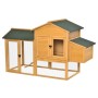 PawHut Zwerghühnerstall aus Holz mit grünem Dach, großem Auslauf, Nistkasten und Sitzstange.