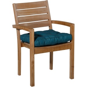 Madison Sitzkissen Florance Panama Sea blue, 47x47cm auf Holzstuhl. Bequeme Gartenstuhlauflage.