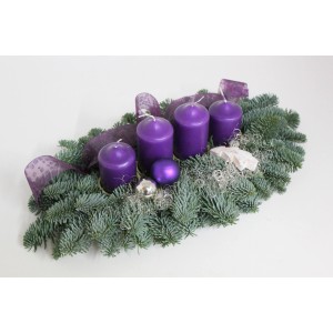 Adventsgesteck mit 4 Kerze 45 cm Violett