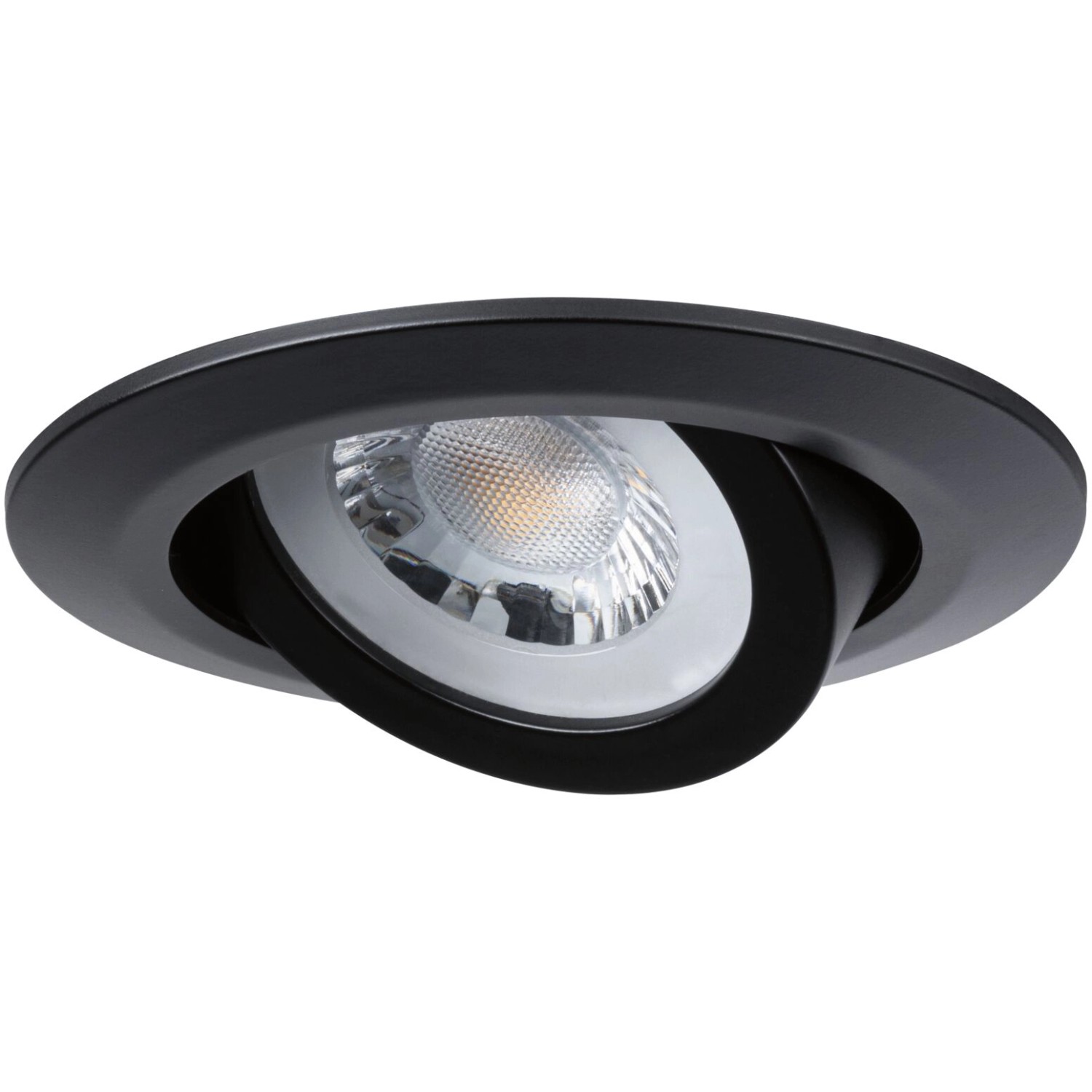 Schwenkbarer, matter Paulmann LED-Einbaustrahler in Schwarz, 3er Set für Deckenmontage.