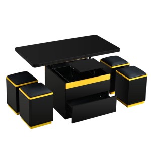 okwish Couchtisch Modern/HöhenVerstellbar/Klappbar Esstisch Wohnzimmermöbel 100 x 50 cm Schwarz