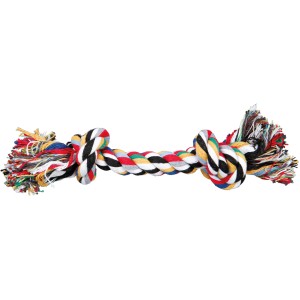 Jollypaw Spieltau, 20 cm, aus Baumwolle, geflochten und mit bunten Fransen, für Hunde.