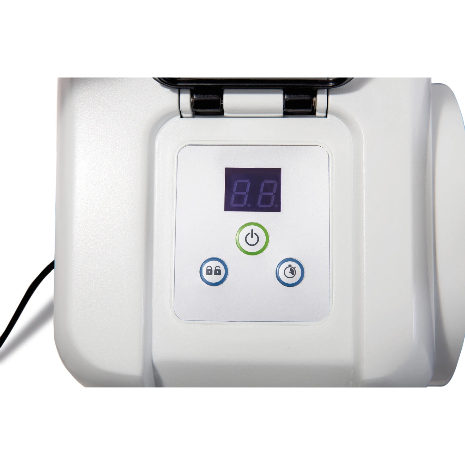 Detailansicht der Intex Krystal Clear Sandfilteranlage SX2800 mit digitaler Anzeige und Bedienelementen.