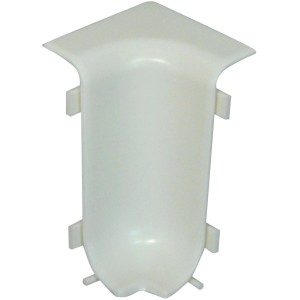 Weiße Innenecke KU050 aus Kunststoff für Sockelleisten, 52,5x31,5x29,5mm.