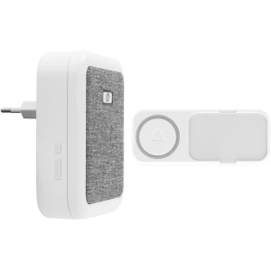 REV Funkklingel Orchestra, Stecker-Modell in Grau-Weiß mit Klingeltaster.