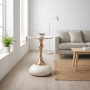okwish Martini Tisch Runder Beistelltisch Metall Basis Wohnzimmer 38x38x54cm Weiß_4