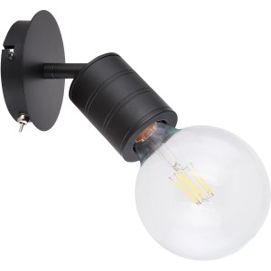 Schwarzer Globo Spot Hermine mit E27 Fassung und gerillter Fassungsabdeckung.