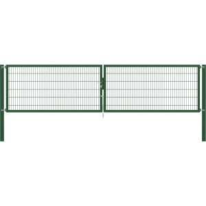 Grünes Doppeltor Flexo Plus, 500x120 cm, mit Pfosten für Gartenzäune.