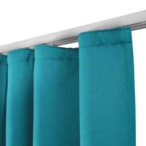 Türkisfarbene Beautissu Amelie Blackout Vorhänge (2 Stk.) mit Kräuselband für Gardinenröllchen.