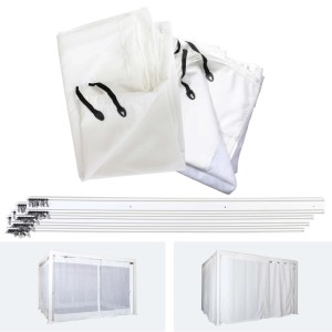 Weiße Seitenwand mit Moskitonetz für MCW Pergola J32 3x4m, inklusive Schienen.