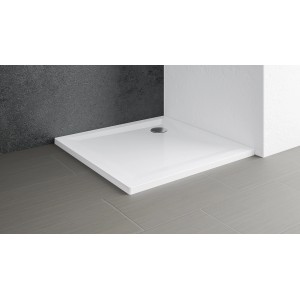 Quadratische, extraflache Schulte Duschwanne ExpressPlus, 100x100 cm, aus Mineralguss in Alpinweiß.