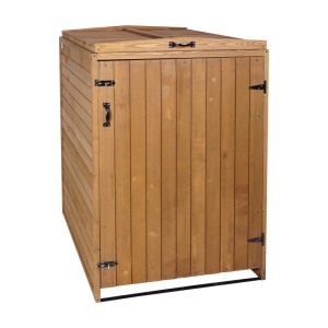 Braune MCW Mülltonnenverkleidung H74, 126x80x98cm, für Ordnung im Garten.