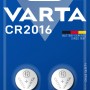 Varta CR2016 Knopfzelle, 2er-Pack in blauer Verpackung. Lithium Batterie für Elektronikgeräte.