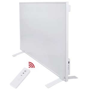 Weißes E2 Heizpaneel Infrae² Complete Frame M 700 W mit Standfüßen und Fernbedienung.