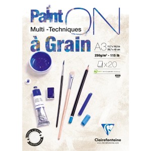 Clairefontaine Block PaintON A3 250 g Gekörnt Weiß